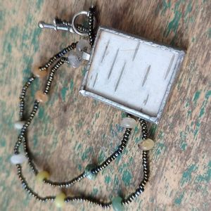Handmade Artist-Made Birch Tree Bark Pendant on Seed Bead Necklace